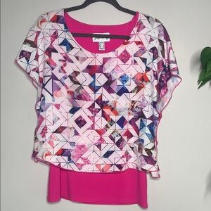 Joseph Ribkoff Pink Geometric Blouse